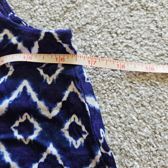 LOFT batik halter swingy knit dress, small, blue - Picture 9 of 11